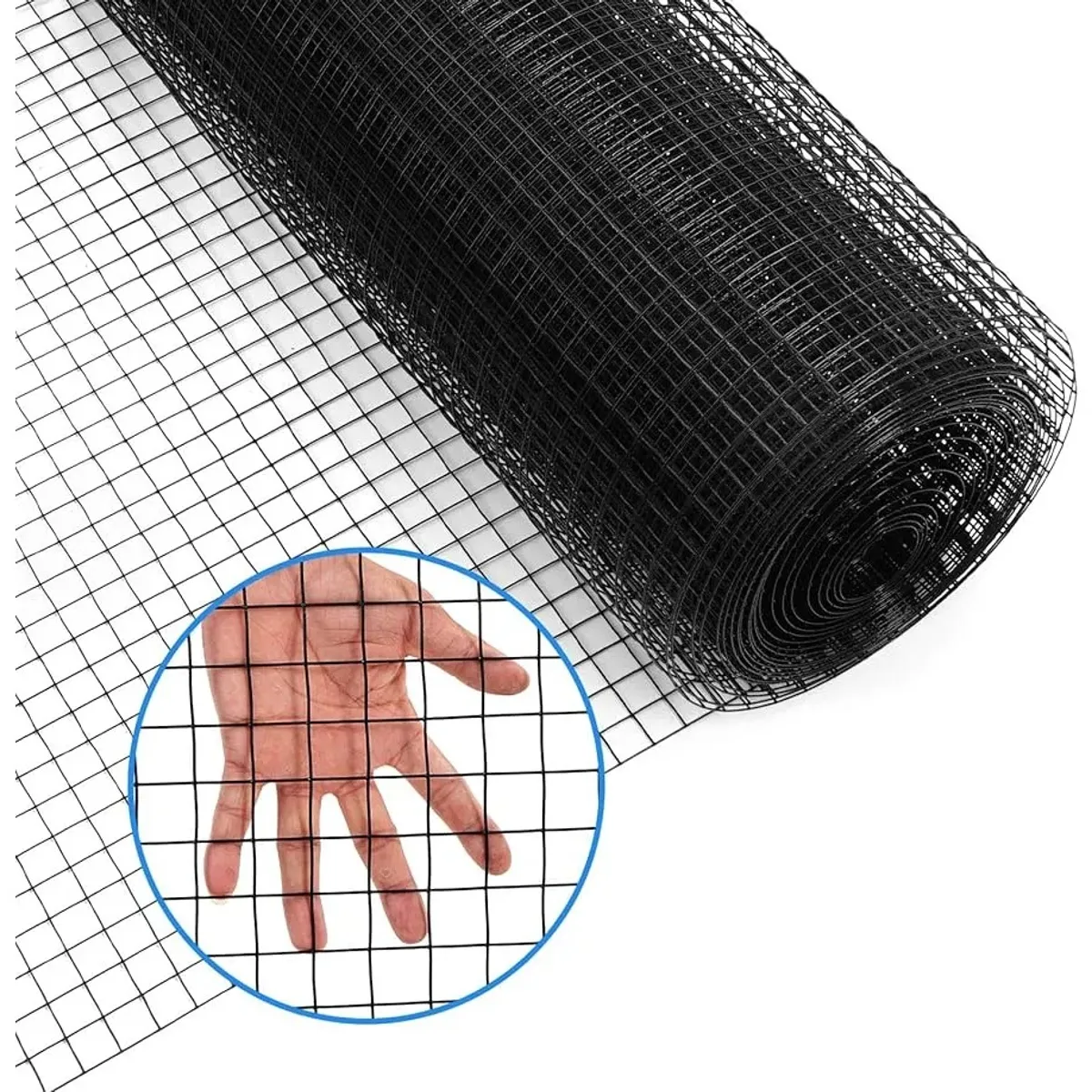GENERICO - Malla Jardín Soldada Recubierta Pvc 1/2 X 0.60 M Rollo 10 Me Negro