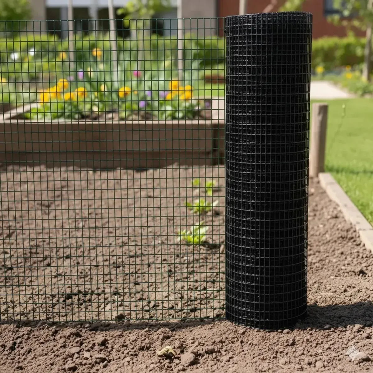 GENERICO - Malla Jardín Soldada Recubierta Pvc 1/2 X 0.60 M Rollo 10 Me Negro