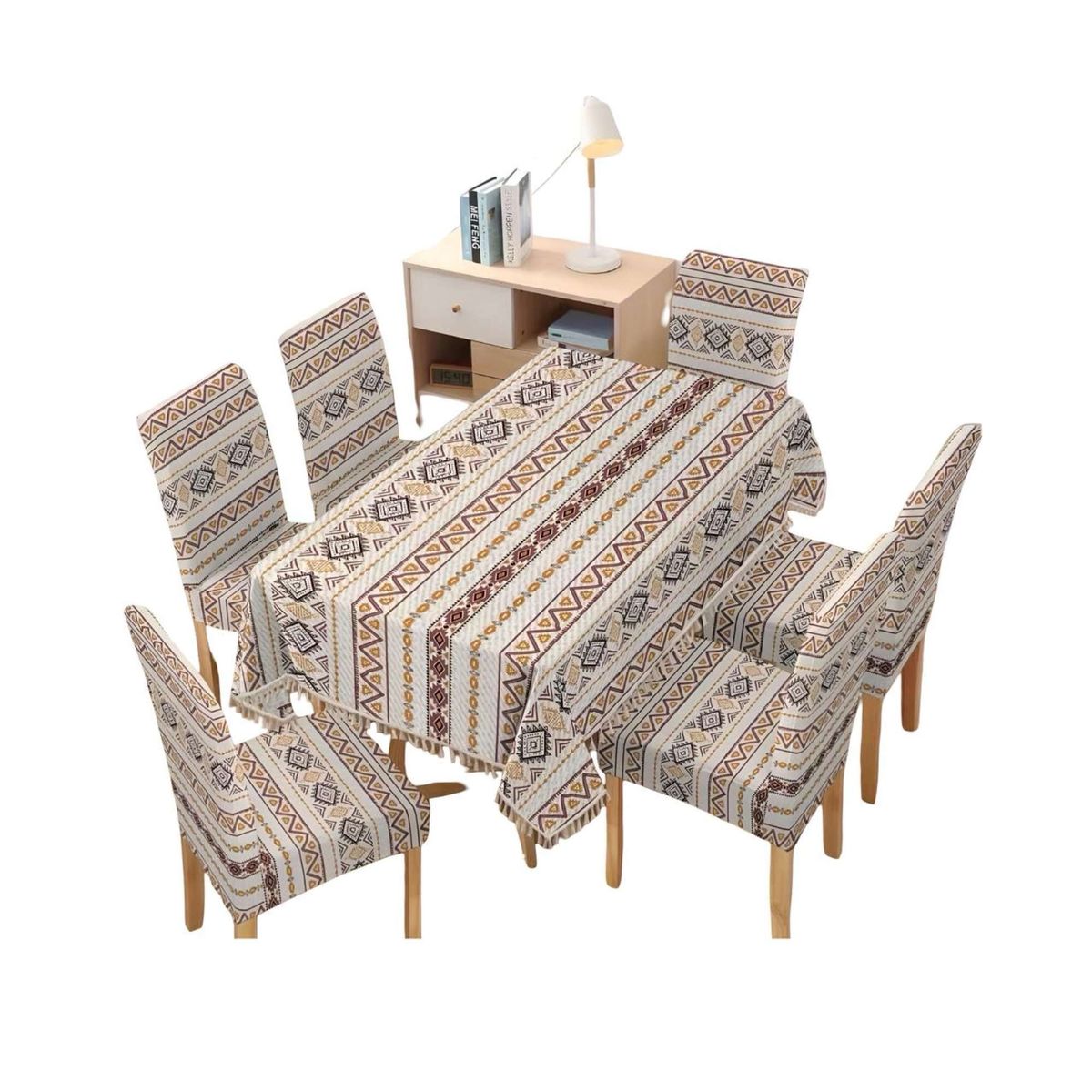 GENERICO - Juego Mantel De Comedor más 6 fundas de silla 08