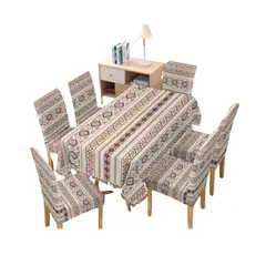 GENERICO - Juego Mantel De Comedor más 6 fundas de silla 08