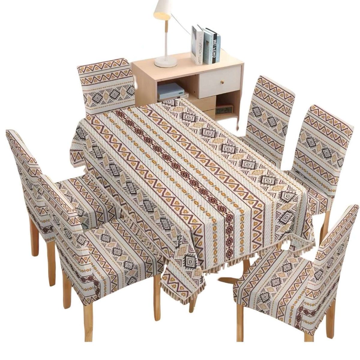 GENERICO - Juego Mantel De Comedor más 6 fundas de silla 08