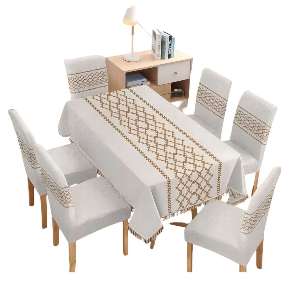 GENERICO - Juego Mantel De Comedor más 6 fundas de silla 07