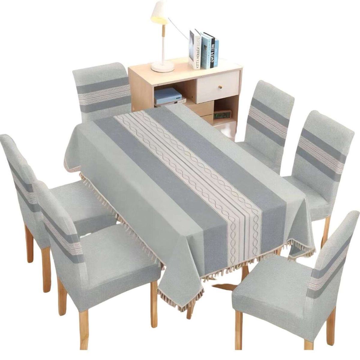 GENERICO - Juego Mantel De Comedor más 6 fundas de silla 09