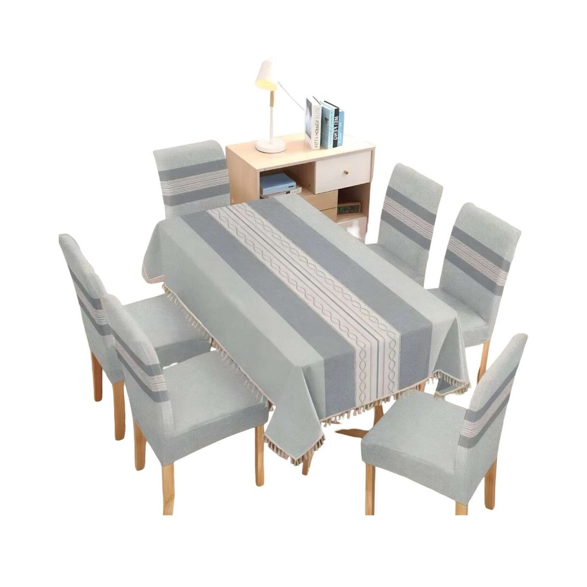 GENERICO - Juego Mantel De Comedor más 6 fundas de silla 09