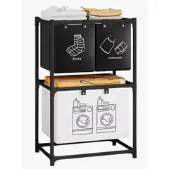 OKAY - Cesto Para Ropa Sucia Para Baño Con 3 Cestas Barras De Metal