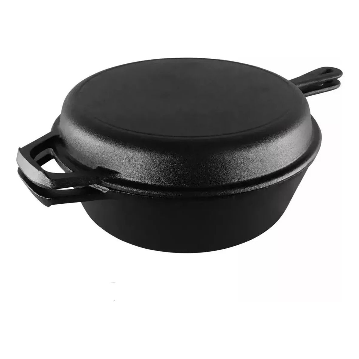 GENERICO - 2 Sartenes Hierro Fundido Ø26cm + 2 Grip Negro