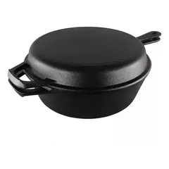 GENERICO - 2 Sartenes Hierro Fundido Ø26cm + 2 Grip Negro.