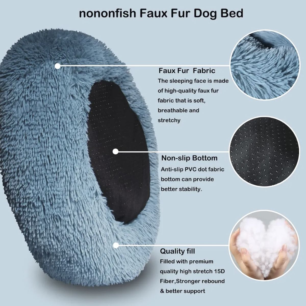 OKAY - Cama Antiestrés Peluda Para Perros Y Gatos 70cm L Colores