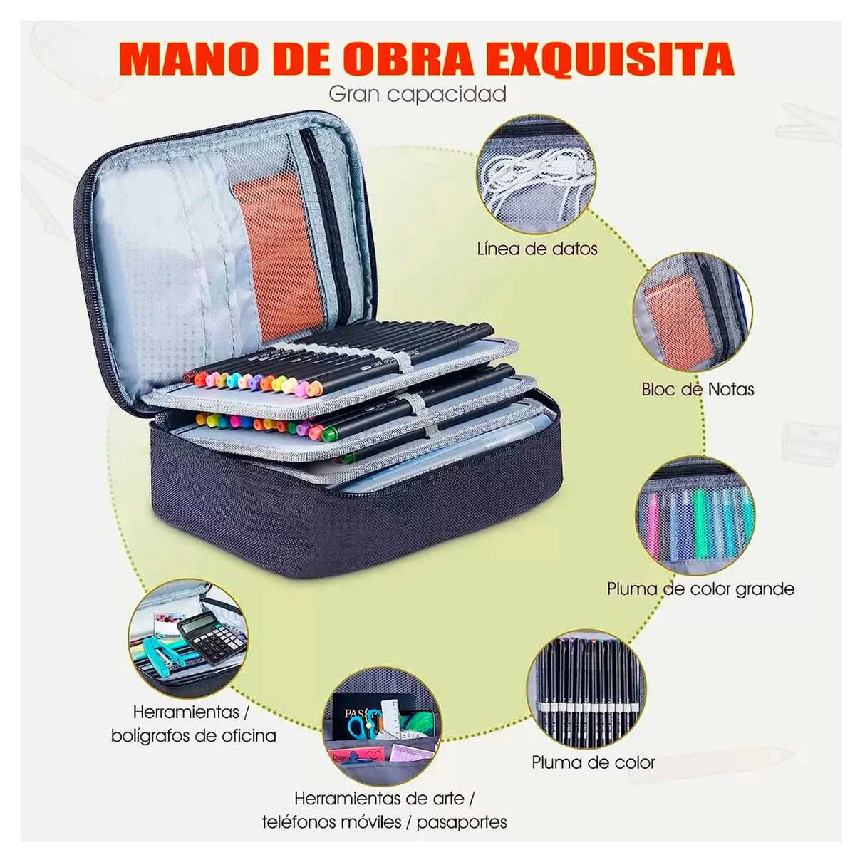 ESHOPANGIE - Estuche Para Lápices72 Ranuras Lapiceras Organizador Escolar