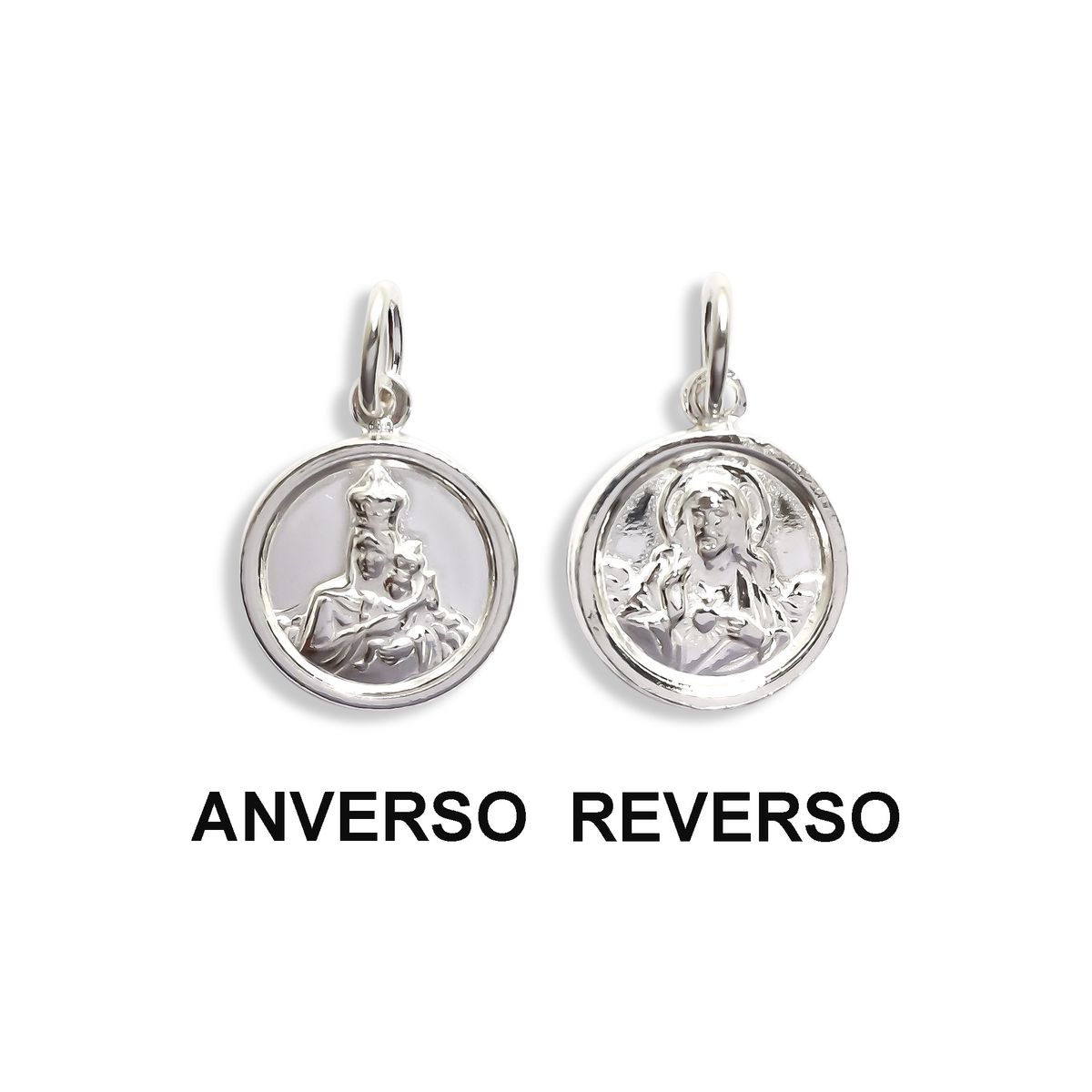 COGGIOLA - Colgante Medalla Escapulario Virgen Sagrado Corazón 14mm Plata Fina 925