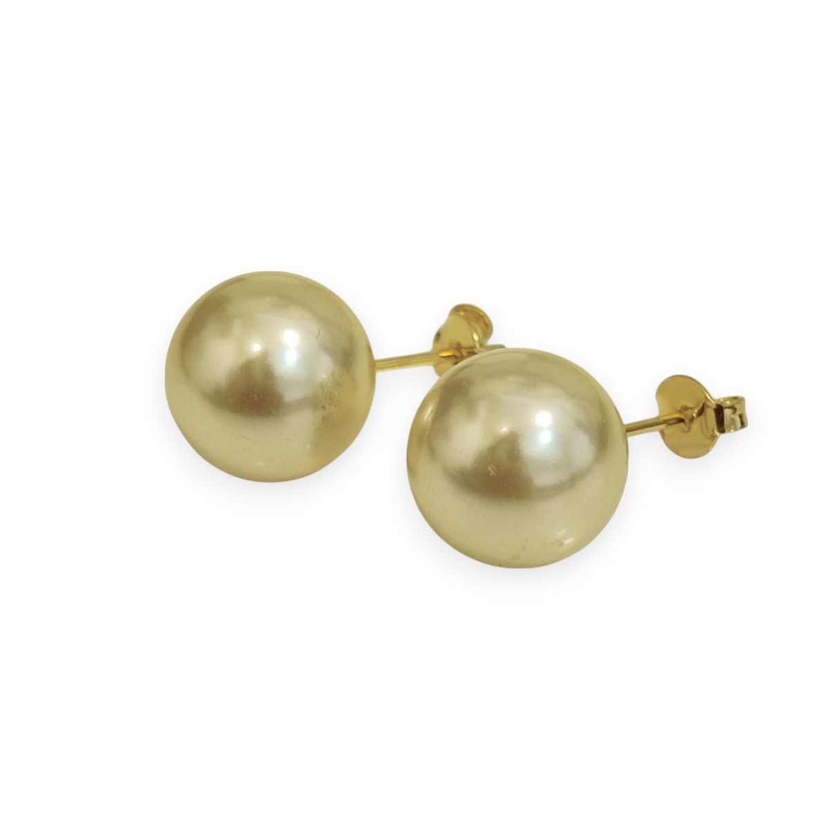 COGGIOLA - Aros Perla Sintética 12 mm Enchapado Oro 18K