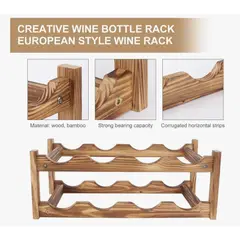 OKAY - Estante De 8 Botellas De Vino Para El Hogar Madera 2 Niveles