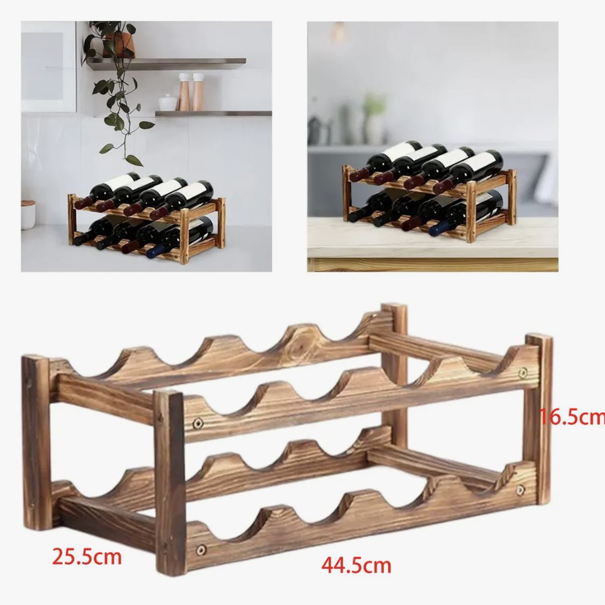 OKAY - Estante De 8 Botellas De Vino Para El Hogar Madera 2 Niveles