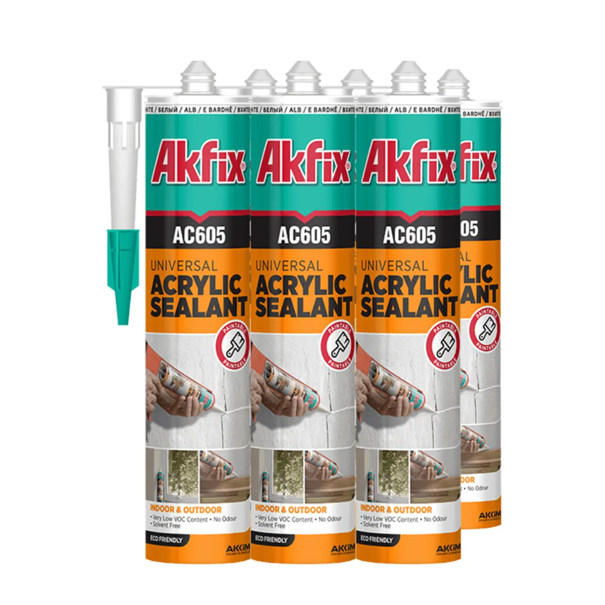 AKFIX - Pack 6un Sellador Acrílico AC605 Akfix Blanco