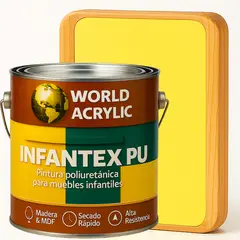 WORLD ACRYLIC - PINTURA MUEBLES INFANTEX PU MATE- MULTISUPERFICIES - GALON Amarillo Patito