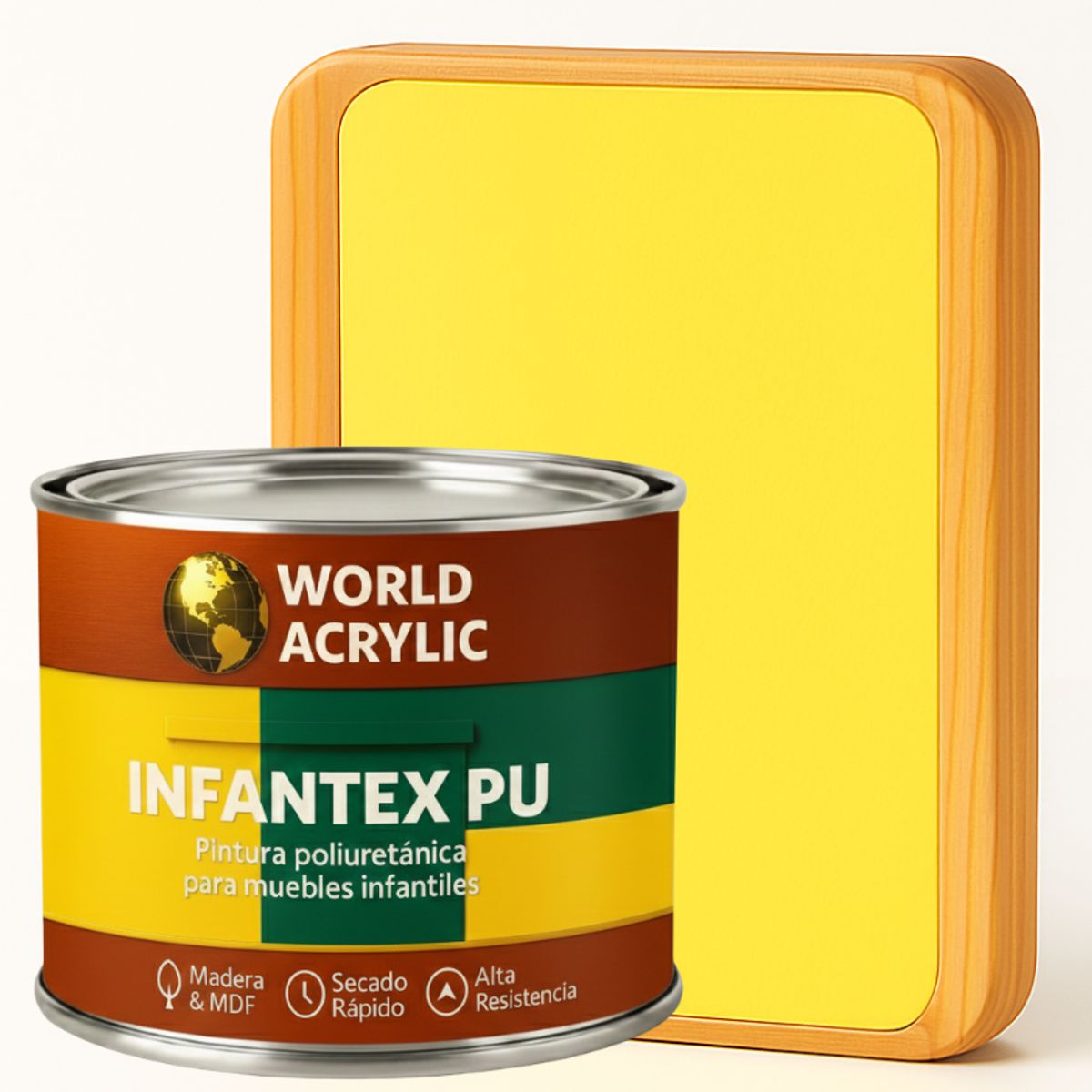 WORLD ACRYLIC - PINTURA MUEBLES INFANTEX PU BRILLANTE- MULTISUPERFICIES - 1-2 GALON Amarillo Patito