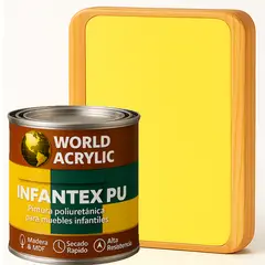 WORLD ACRYLIC - PINTURA MUEBLES INFANTEX PU MATE- MULTISUPERFICIES - 1-4 GALON Amarillo Patito