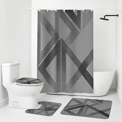 GENERICO - Juego de Baño 4 Piezas Cortina Impermeable Set Alfombras