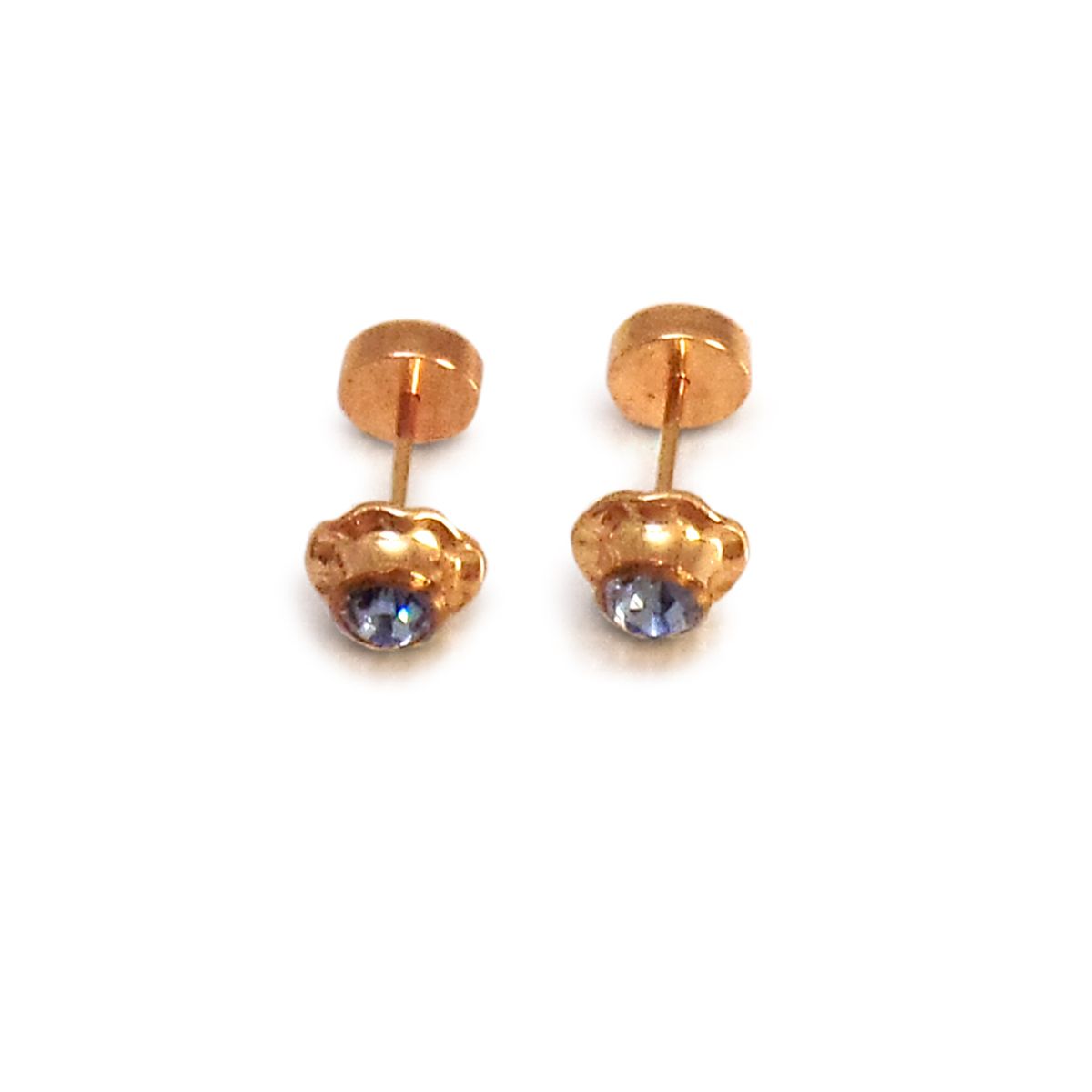 COGGIOLA - Aros Abridores Bebé Niña Circón Celeste 6mm Laminado Oro 18 K