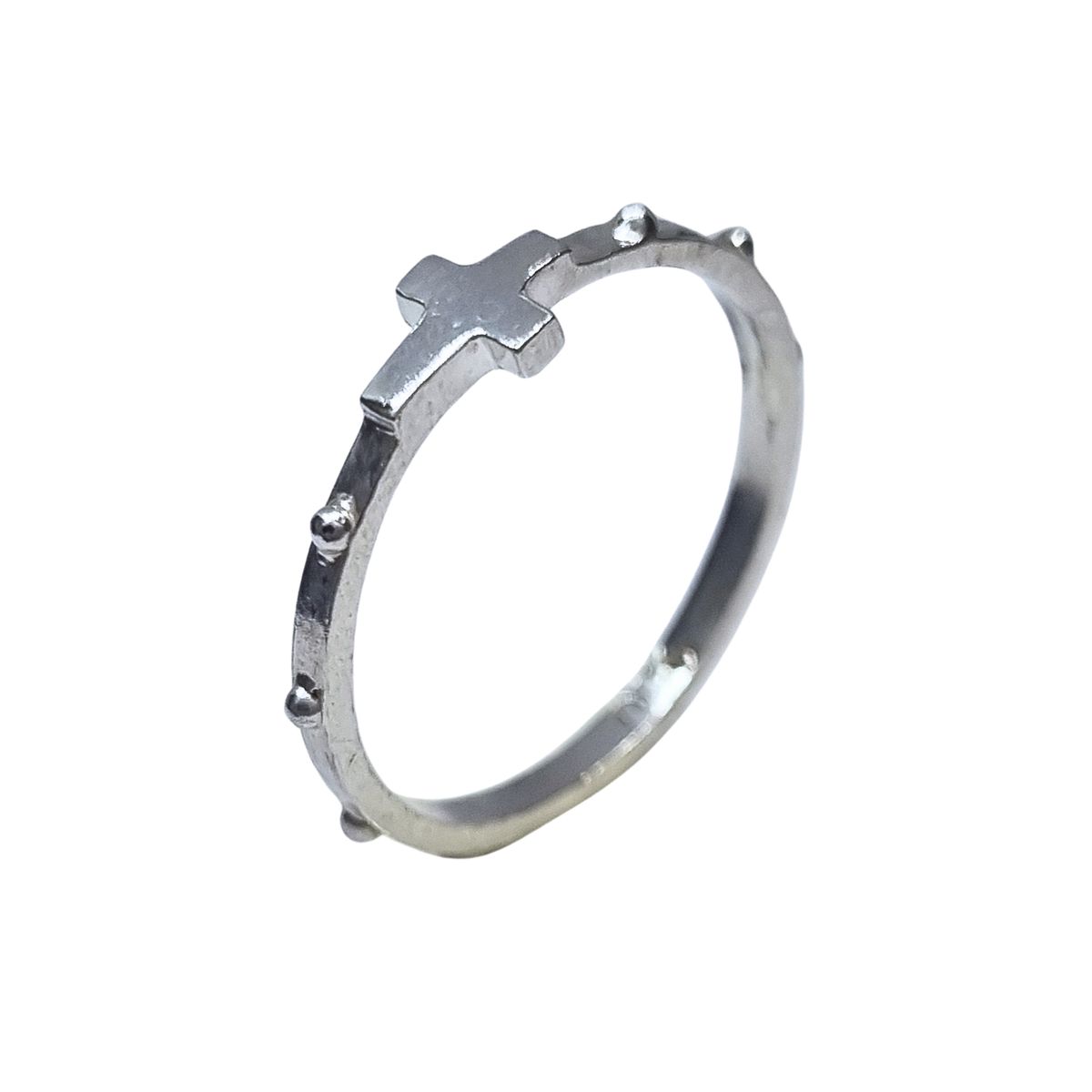 JOYAS LANDEROS - Anillo Denario con Cruz Plata 950