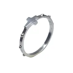 JOYAS LANDEROS - Anillo Denario con Cruz Plata 950