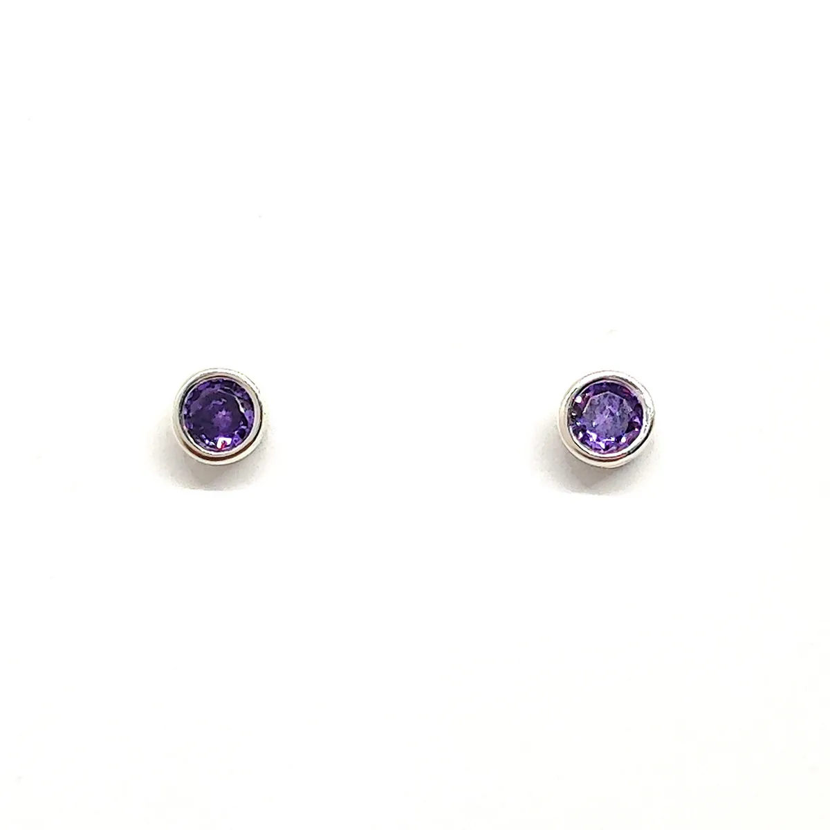 COGGIOLA - Aros Punto de Luz Redondos Circón Morado 5mm Plata Fina 925