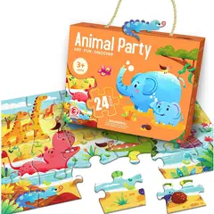 GENERICO - Fiesta de Animales – Rompecabezas de 24pcs (Categoría: 3 Años o +)