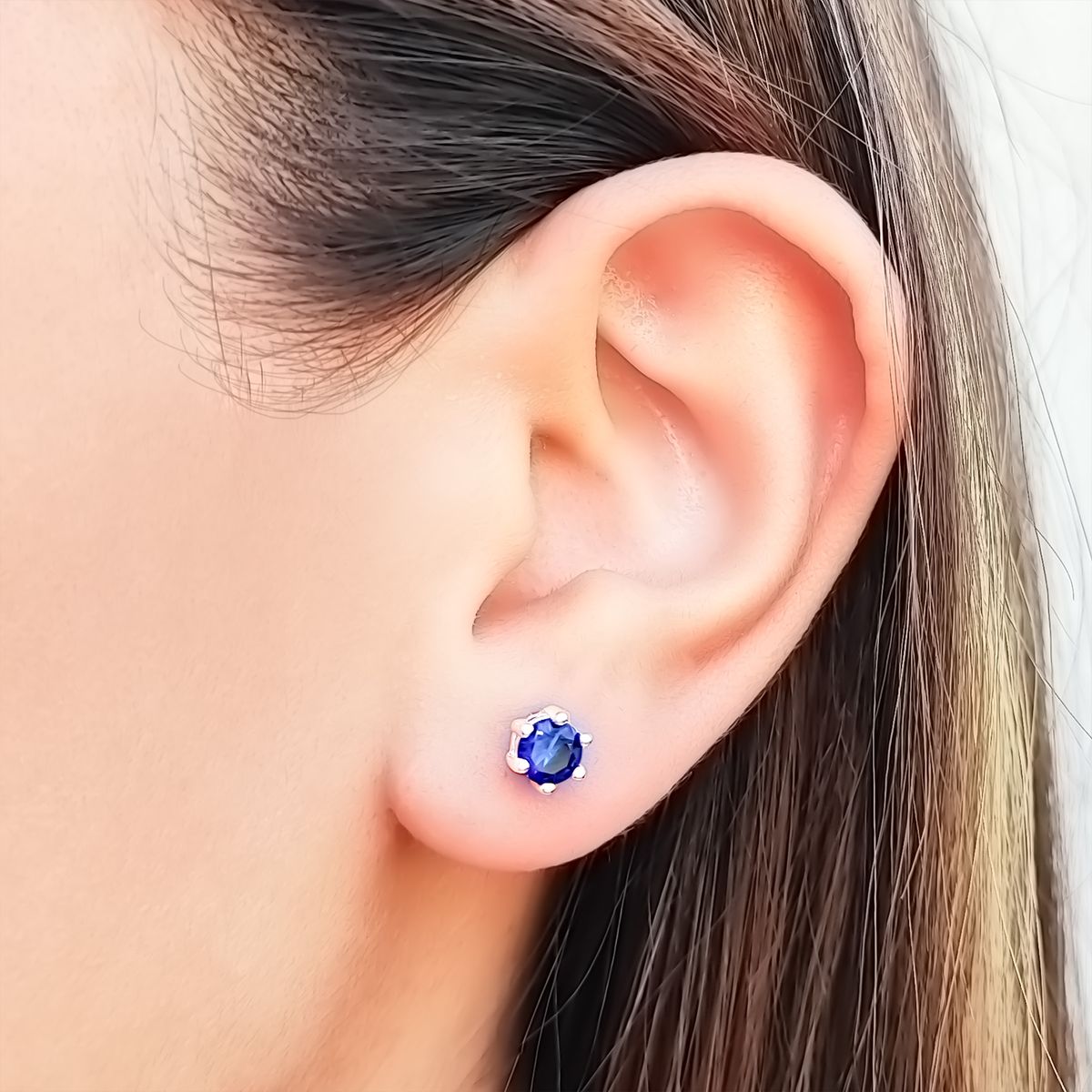 COGGIOLA - Aros Punto de Luz Grifas Circón Azul 6mm Plata Fina 925