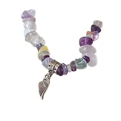 GENERICO - Pulsera Fluorita de Piedra Rústica