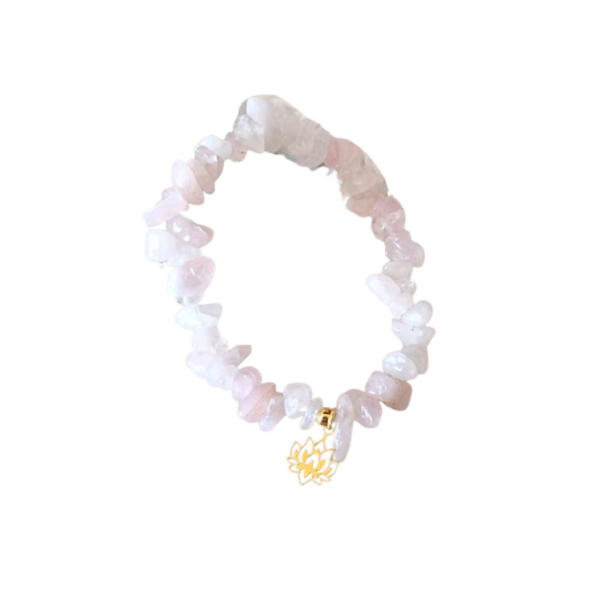 GENERICO - Pulsera de piedra rústica natural cuarzo rosa dije flor de la vida de acero