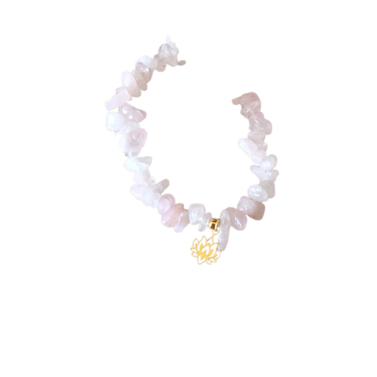 GENERICO - Pulsera de piedra rústica natural cuarzo rosa dije flor de la vida de acero