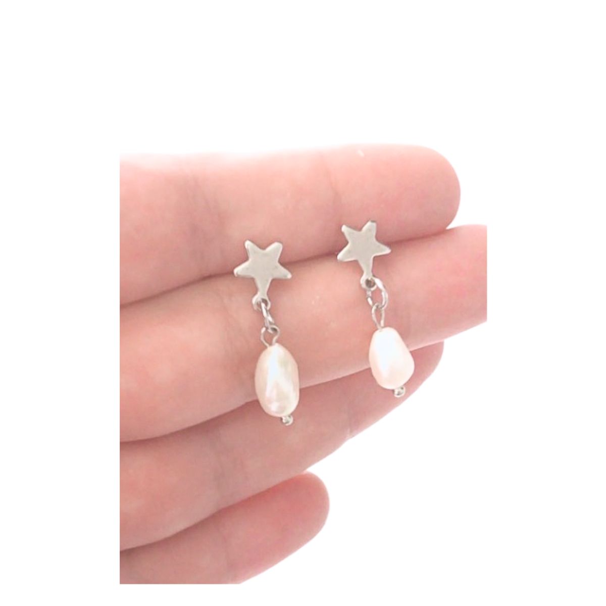 GENERICO - Aros Perla Astral - Base estrella de acero plateado