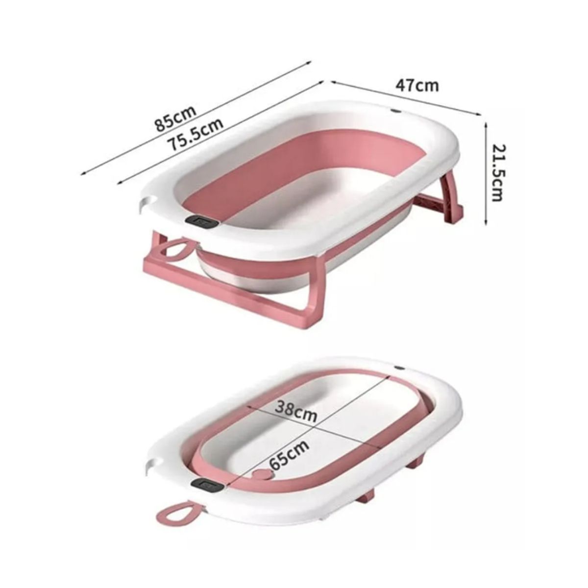 GENERICO - BAÑERA PARA BEBE PLEGABLE CON TERMOMETRO DIGITAL Y COJIN ERGONOMICO ROSADA