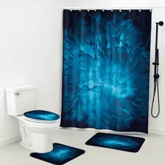 GENERICO - Juego de Baño 4 Piezas Cortina Impermeable Set Alfombras