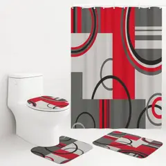 GENERICO - Juego de Baño 4 Piezas Cortina Impermeable Set Alfombras