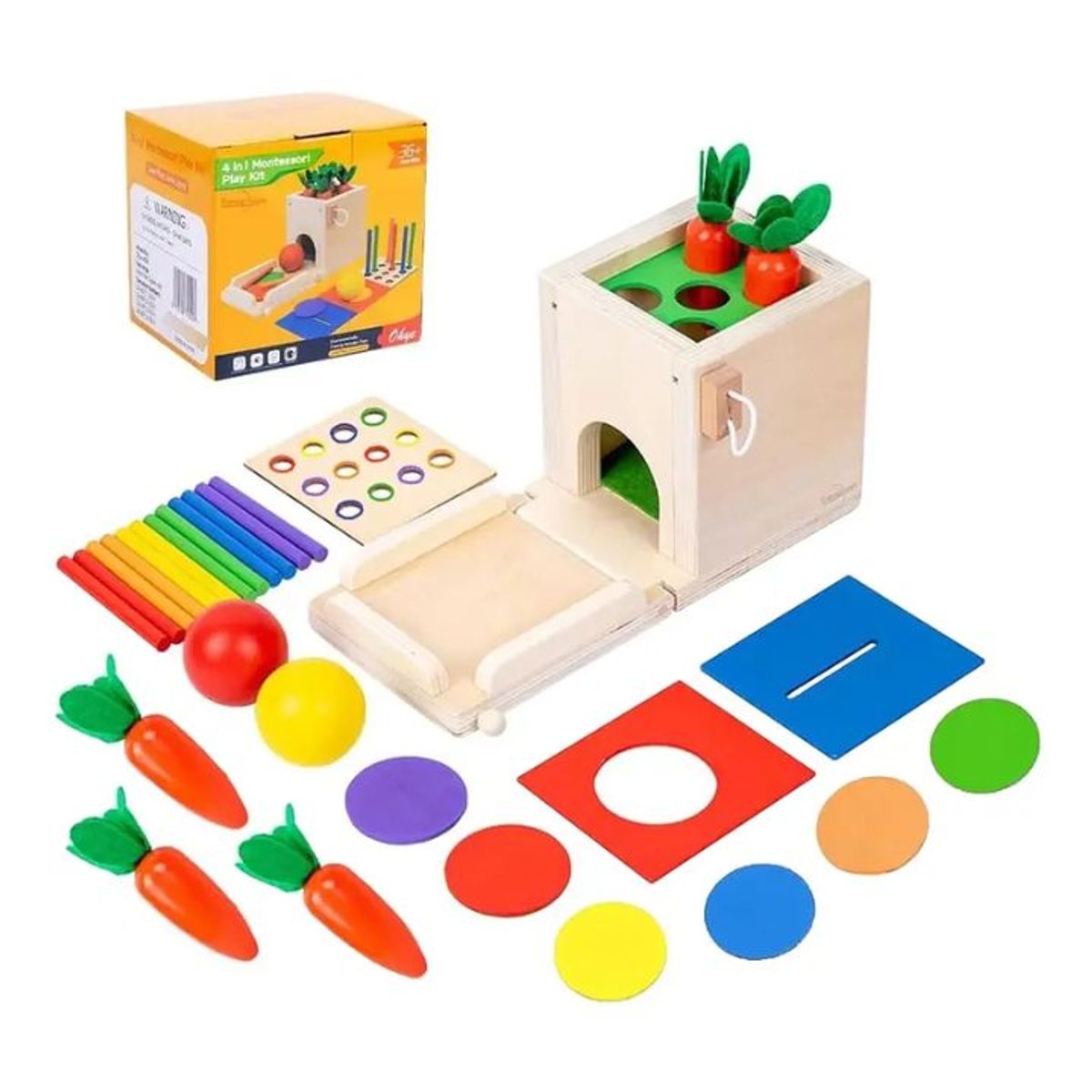 GENERICO - Juguete De Madera Cubo Encaje Didáctico 4en1 Montesori Niños