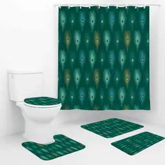 GENERICO - Juego de Baño 4 Piezas Cortina Impermeable Set Alfombras
