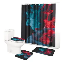 GENERICO - Juego de Baño 4 Piezas Cortina Impermeable Set Alfombras