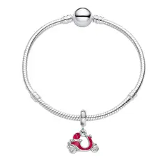 GENERICO - Pulsera Chapada en Plata con Charm Motocicleta Fucsia