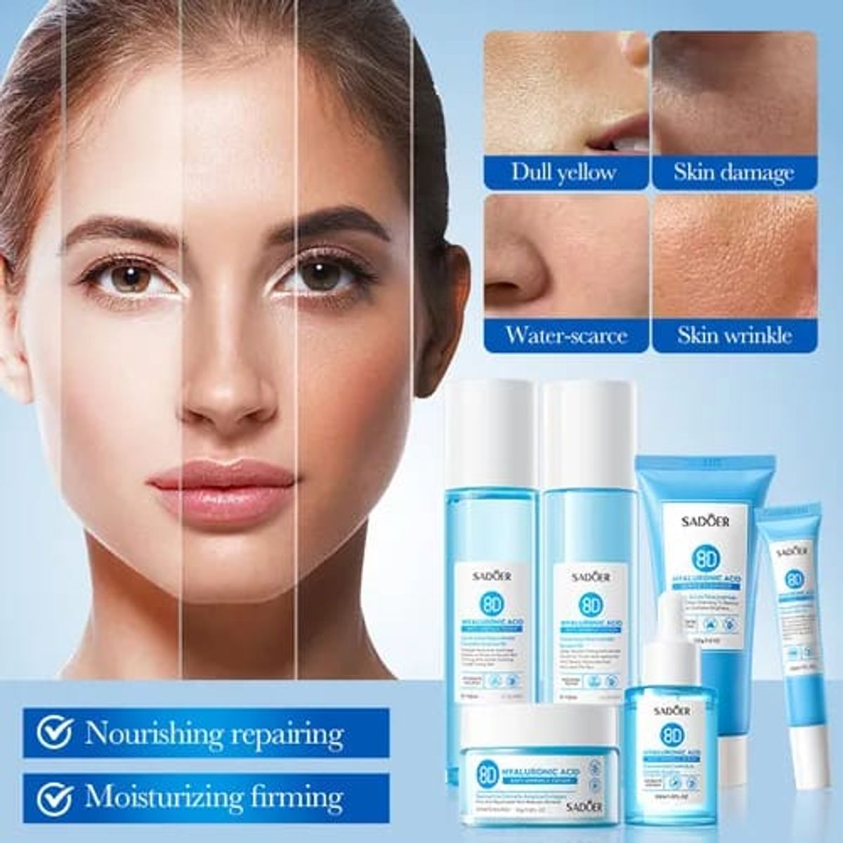 GENERICO - Kit Cuidado Facial  Set Skincare Acido Hialuronico 8D