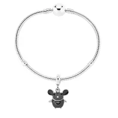 GENERICO - Pulsera Chapada en Plata con Charm Ratón Gris