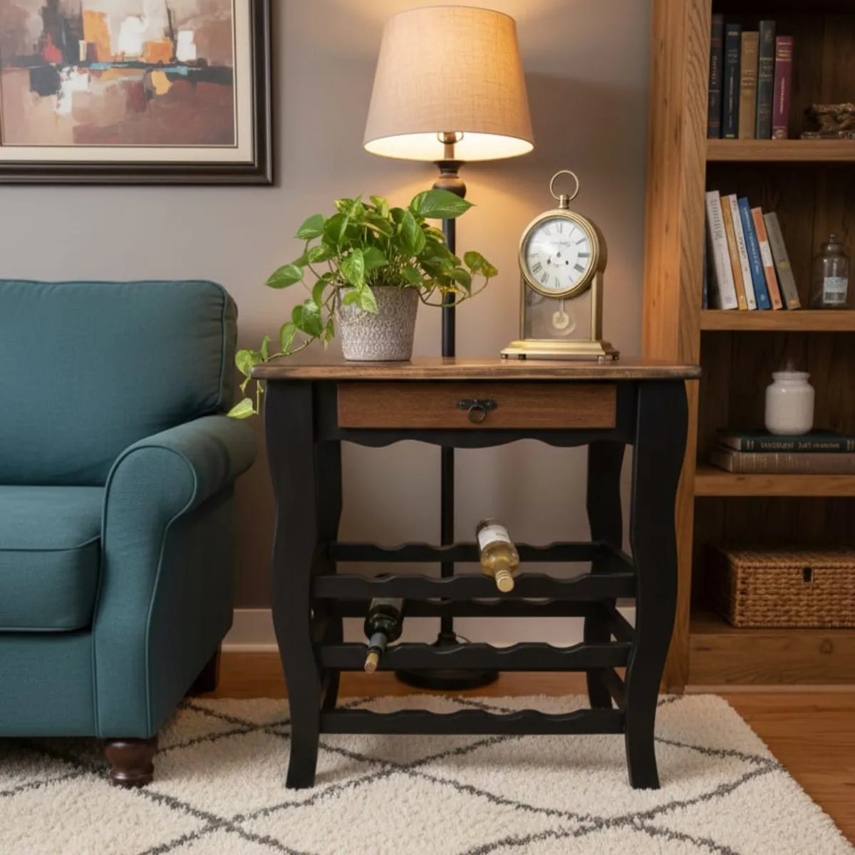 MARFELD MUEBLES - ARRIMO CAVA BAR VINTAGE NEGRO CAFE MADERA