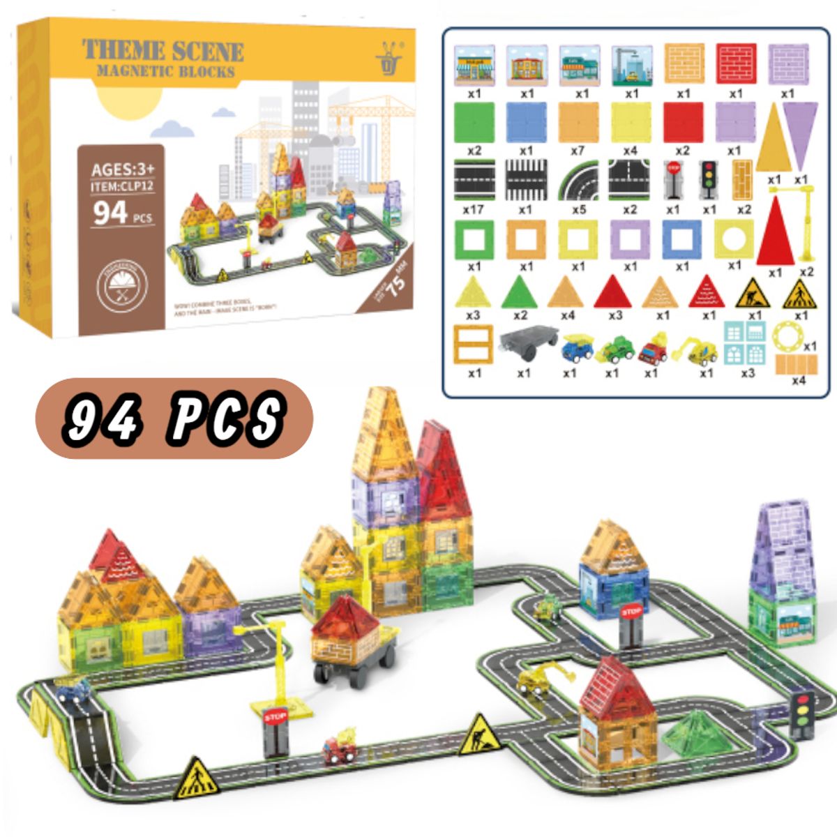 GENERICO - Juguete Didactico Bloques Magneticos Ninas Ninos Bebe Construccion Figuras Geometricas Sensorial 94