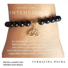 GENERICO - Pulsera Flor de Loto con Turmalina negra