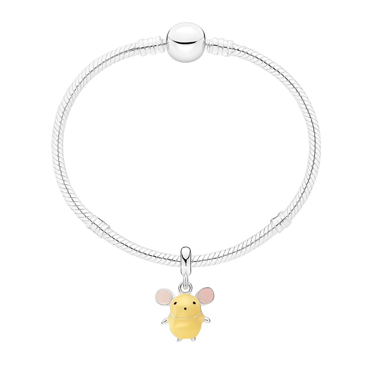 GENERICO - Pulsera Chapada en Plata con Charm de Ratón Amarillo