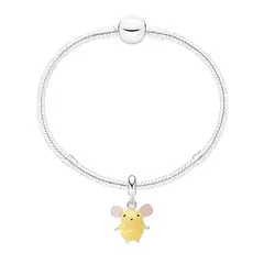 GENERICO - Pulsera Chapada en Plata con Charm de Ratón Amarillo