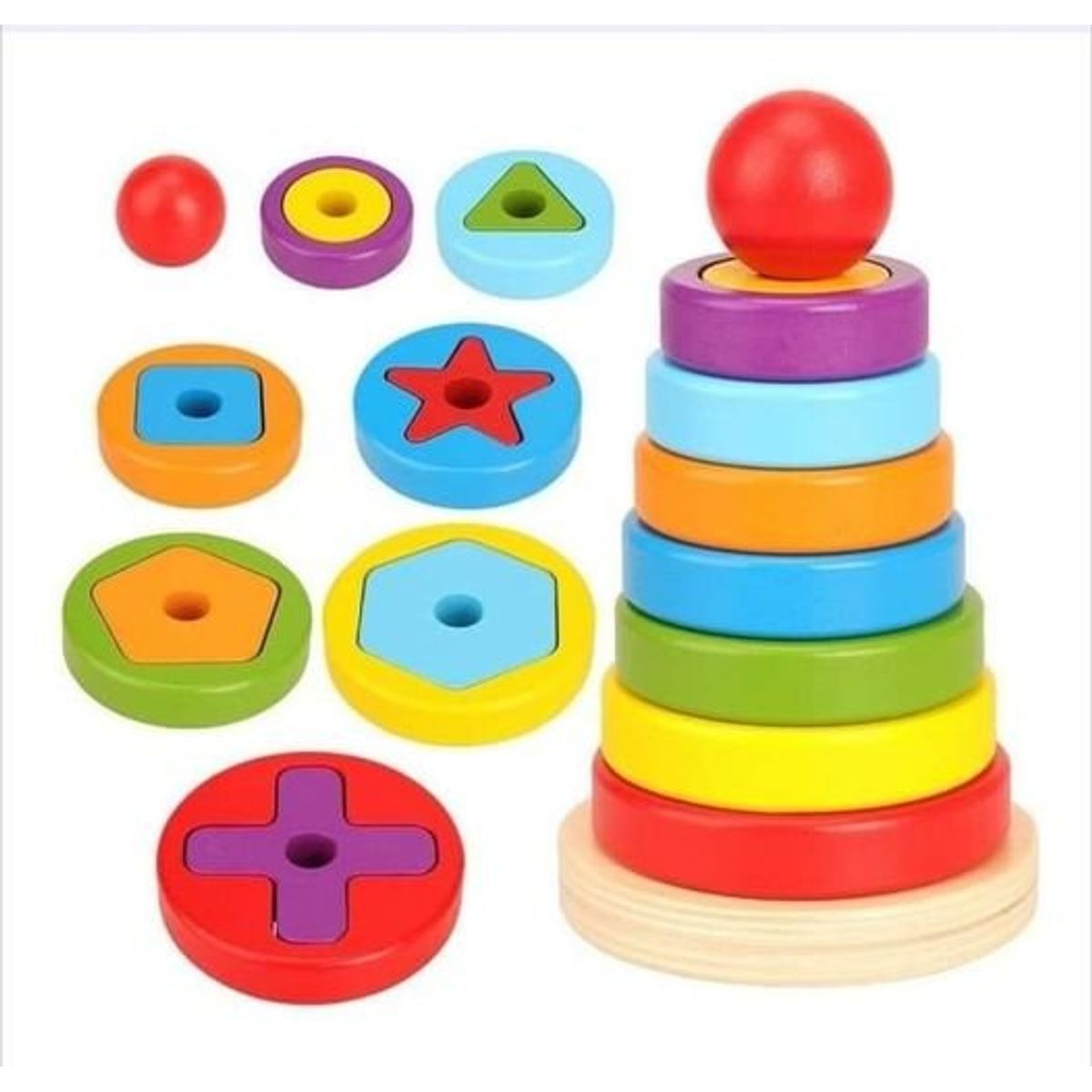GENERICO - Juguete didactico Torre de madera para niños