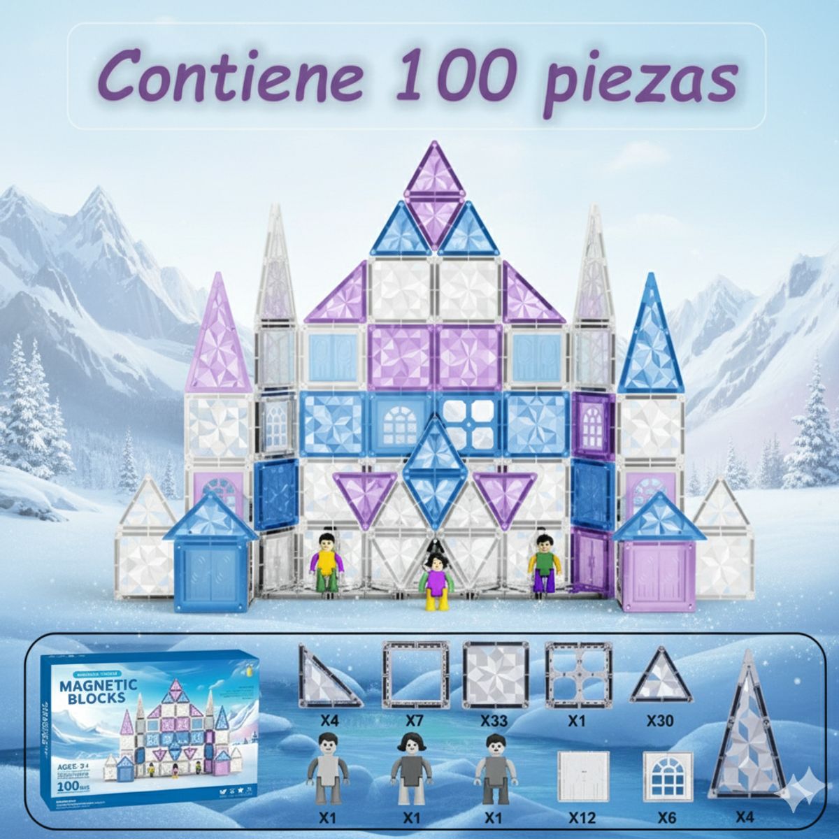 GENERICO - Juguete Didactico Bloques Magneticos Ninas Ninos Bebe Construccion Figuras Geometricas Sensorial 100