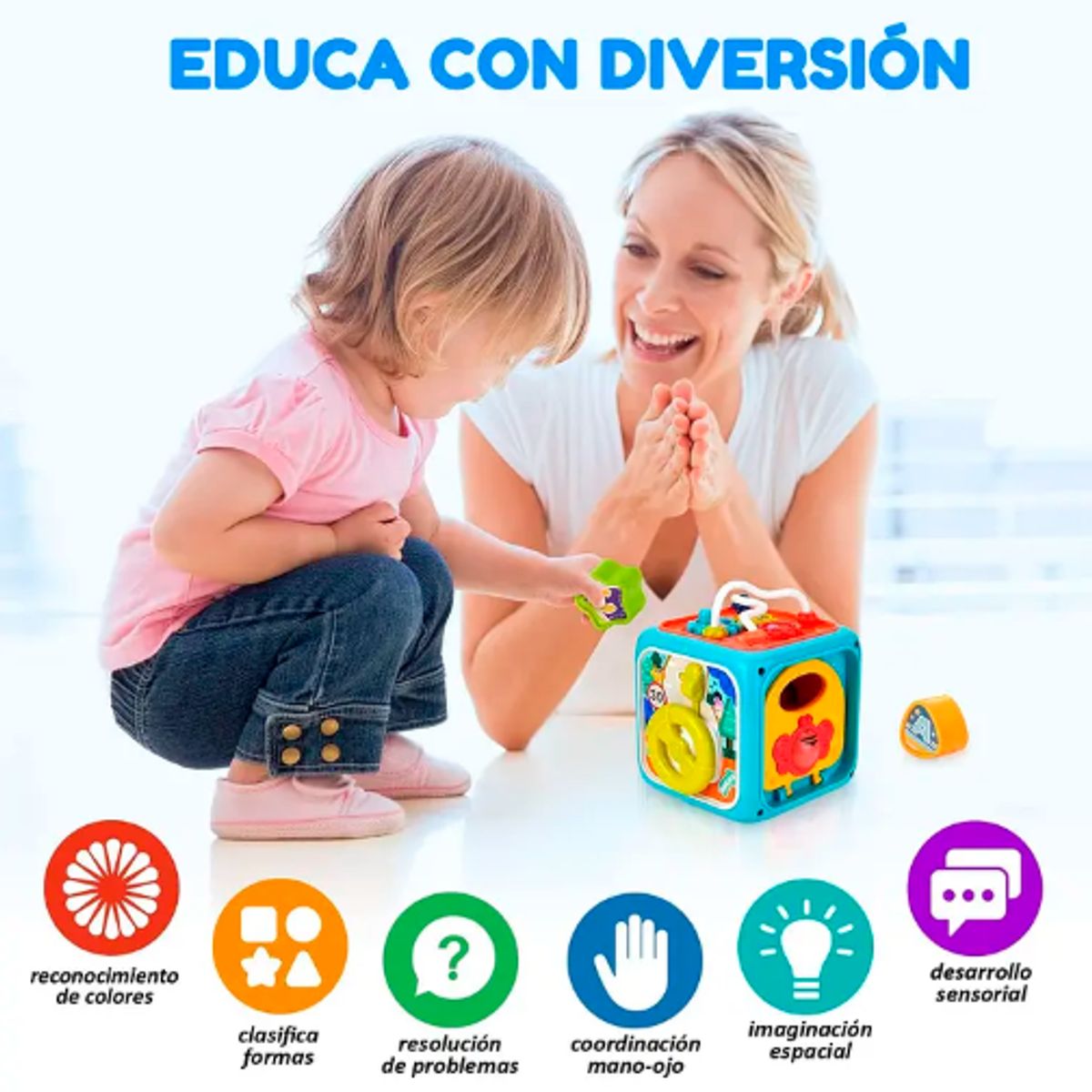GENERICO - Cubo Multiactividades Para Bebés Con Luz Y Sonido Educativo
