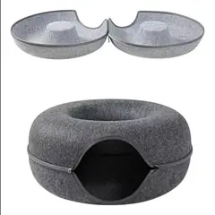GENERICO - Cama Para Gatos Zona Juegos Forma Dona Cueva De Gatos Gris